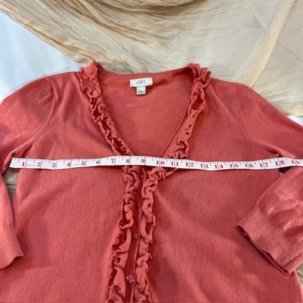 Ann Taylor Loft Womens Coral Long Sleeve Button Down Cardigan Size M - Picture 5 of 9